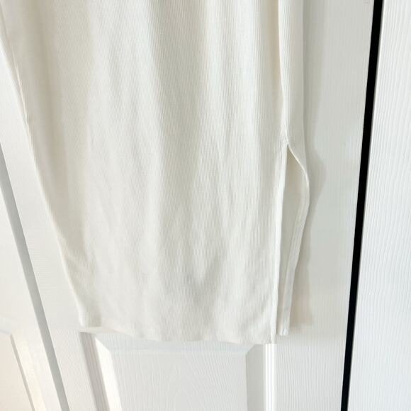 SHEIN White Ribbed Sleeveless Midi Tank Dress Size M V-Neck Side Slit EUC - Picture 5 of 6